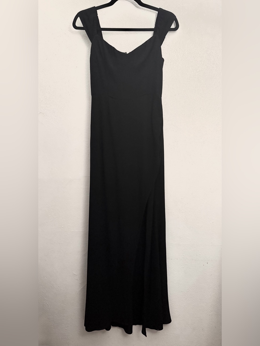 Reformation Gracielle Black Square-Neck Maxi Dress with Side Slit— no inner tag